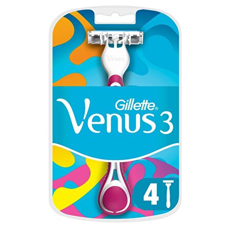 Gillette Venus 3 Simply Kullan At Kadın Traş Bıçağı 4 Lü Renkli
